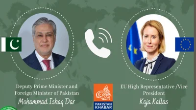 اسحاق ڈار کا یورپی یونین کے نائب صدر سے کشیدگی میں کمی پر تبادلہ خیال