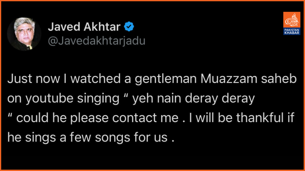 Javed Akhtar praises Pakistani singer Moazzam Ali Khan